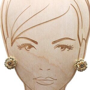 Vintage Golden Rose Clip-On Earrings